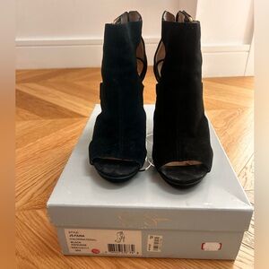 Jessica Simpson Black Peep-Toe Ankle Boots